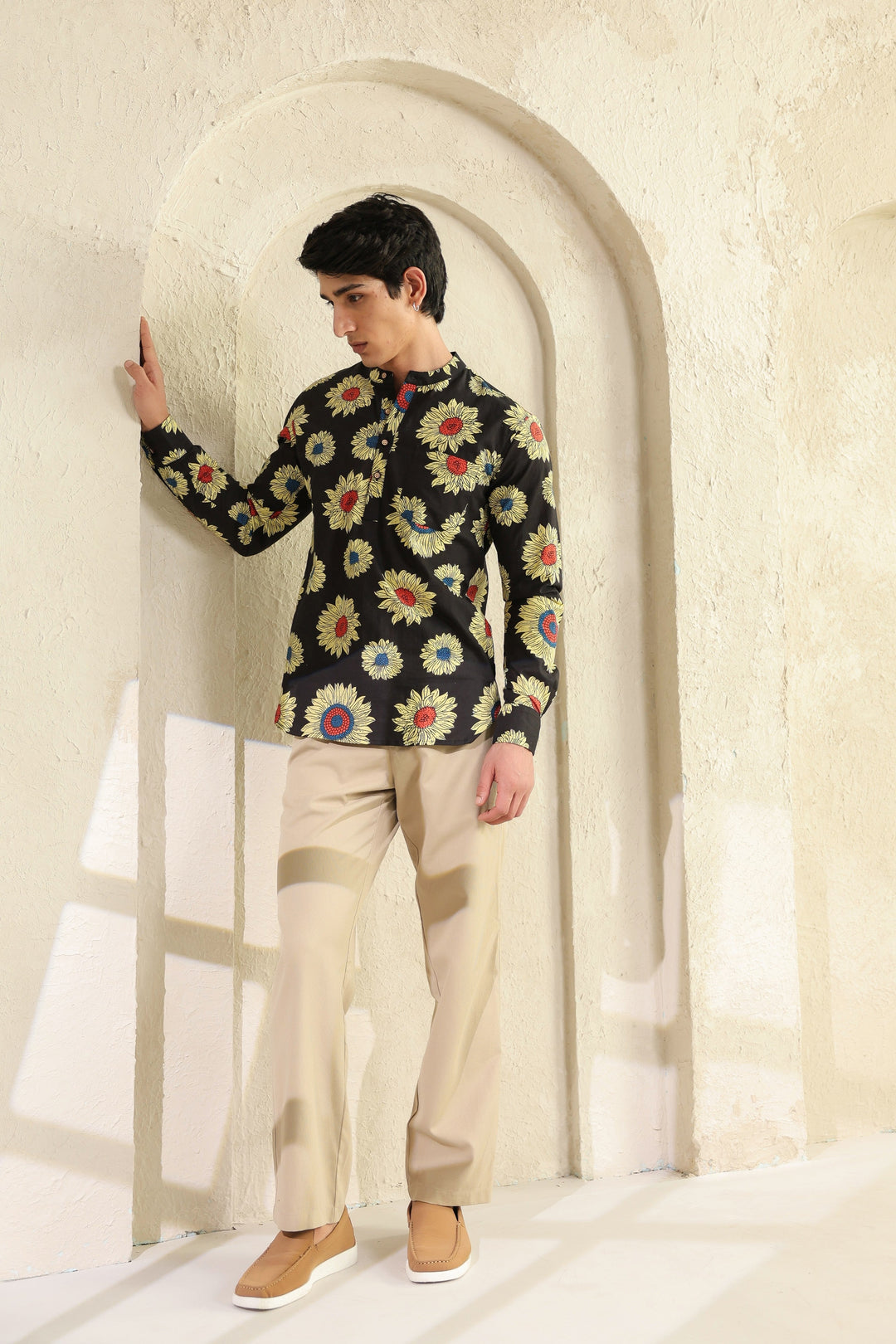 Black Sunflower Cotton Shirt Kurta