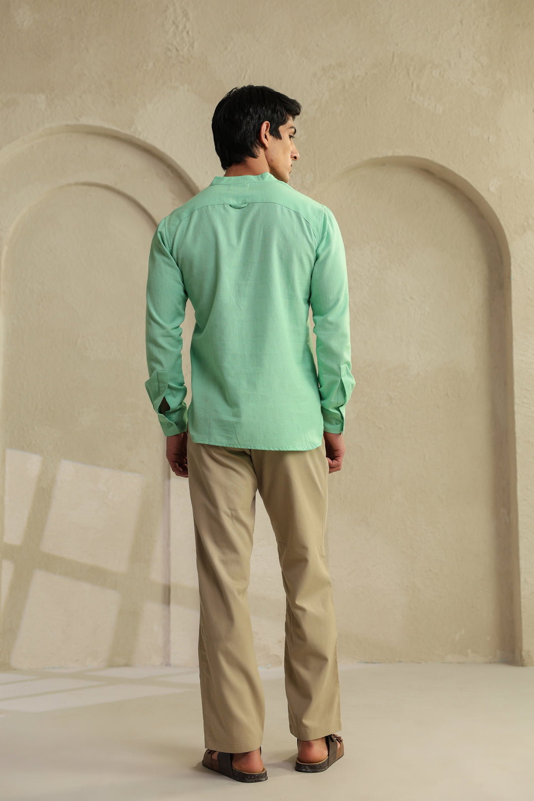 Sea Green Linen Blend Shirt Kurta