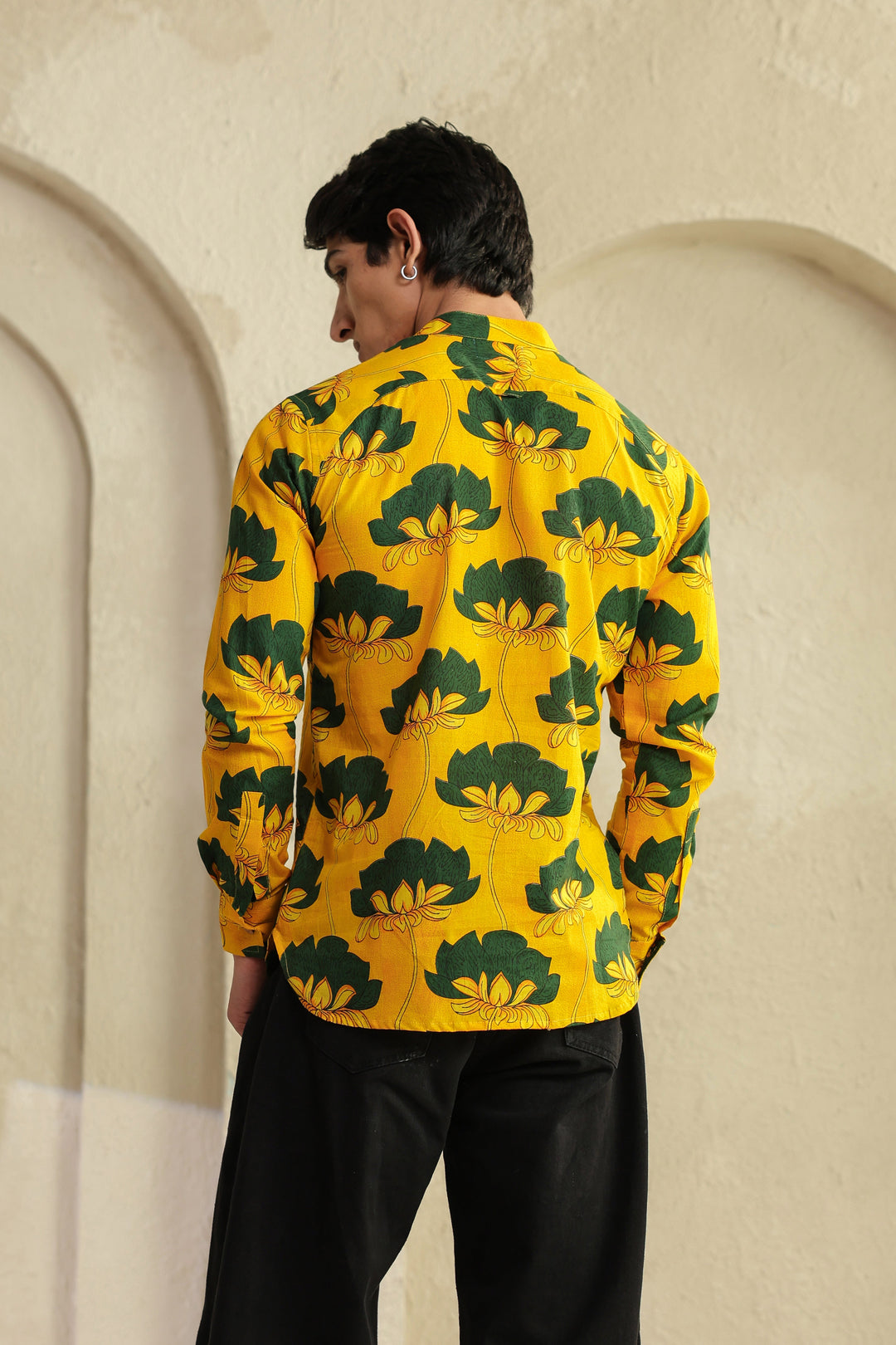 Yellow Full Sleeve Cotton Shirt Kurta