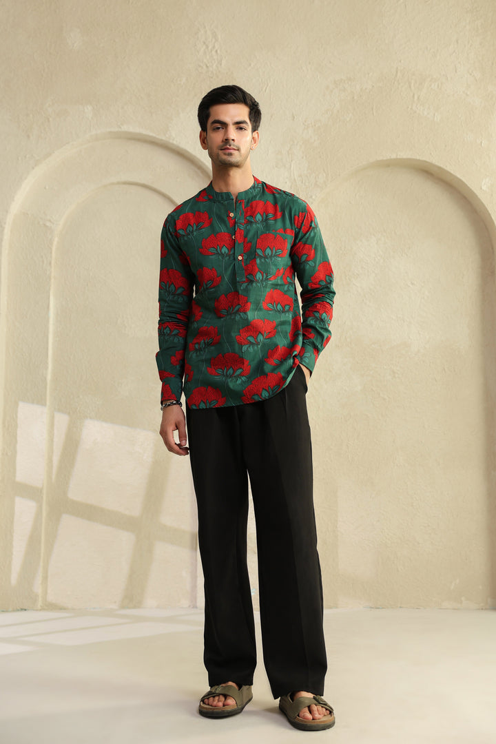 Teal Full Sleeve Shirt Kurta