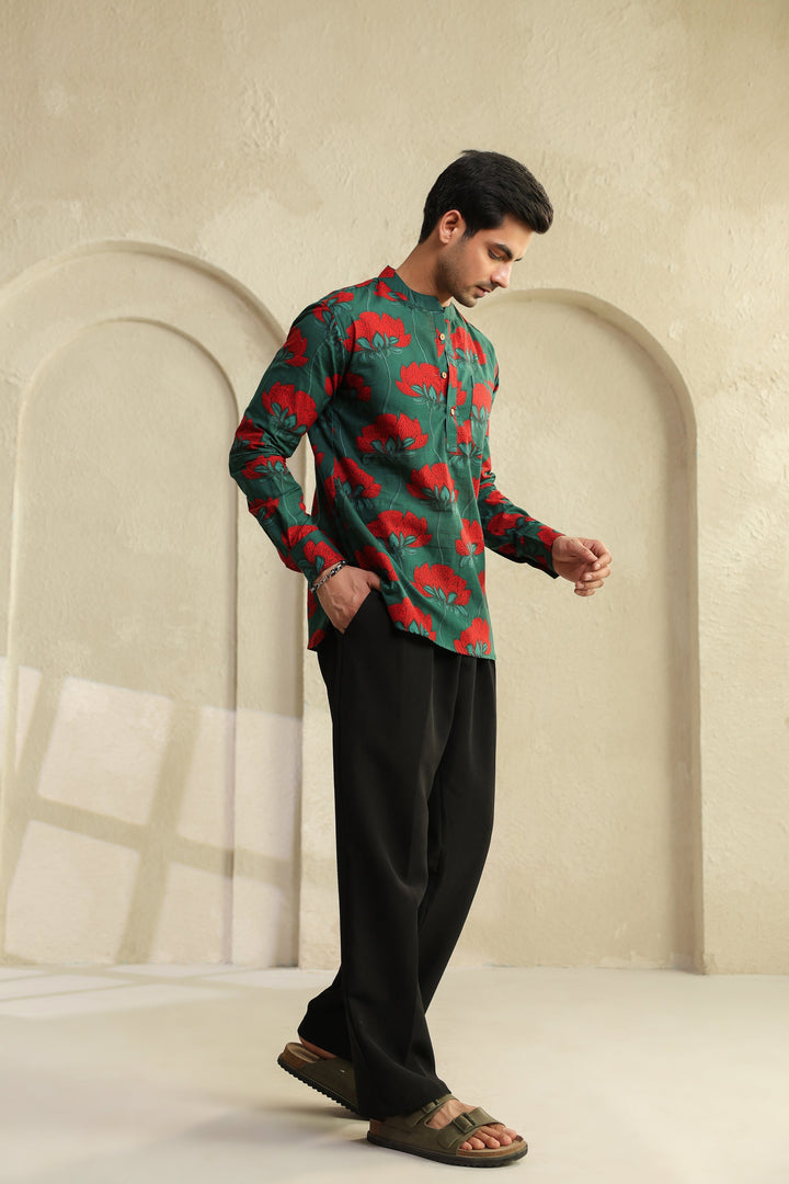 Teal Full Sleeve Shirt Kurta