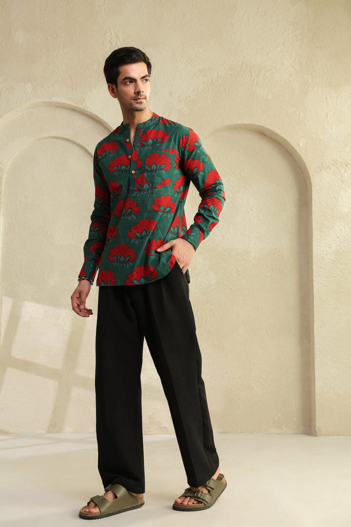 Teal Full Sleeve Shirt Kurta