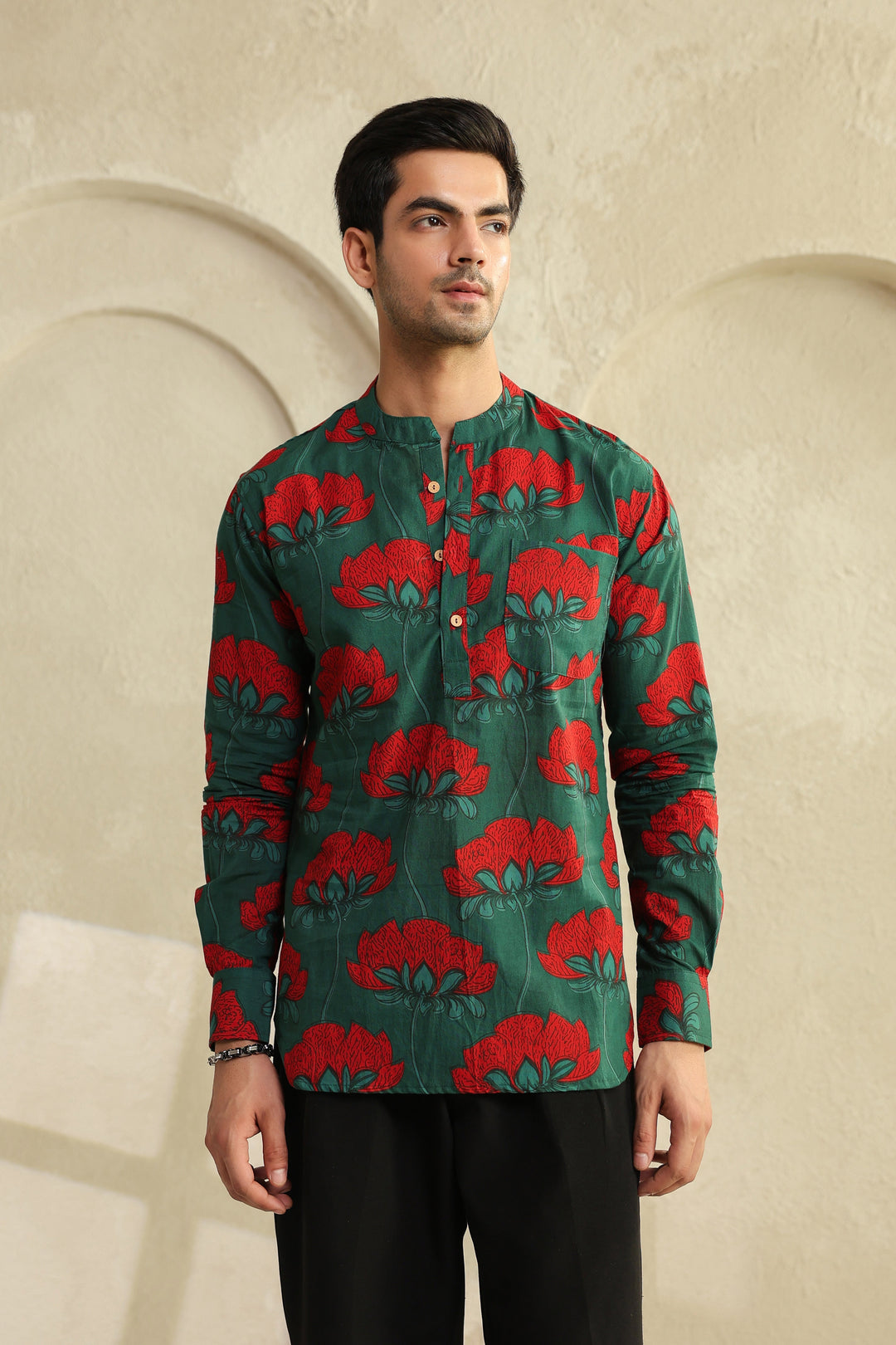 Teal Full Sleeve Shirt Kurta