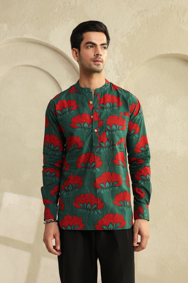 Teal Full Sleeve Shirt Kurta