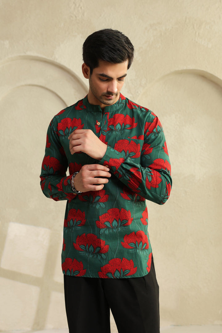 Teal Full Sleeve Shirt Kurta