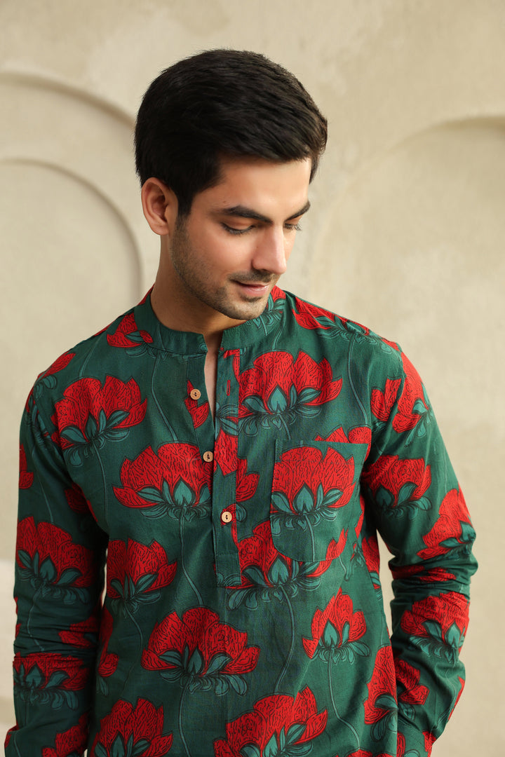 Teal Full Sleeve Shirt Kurta