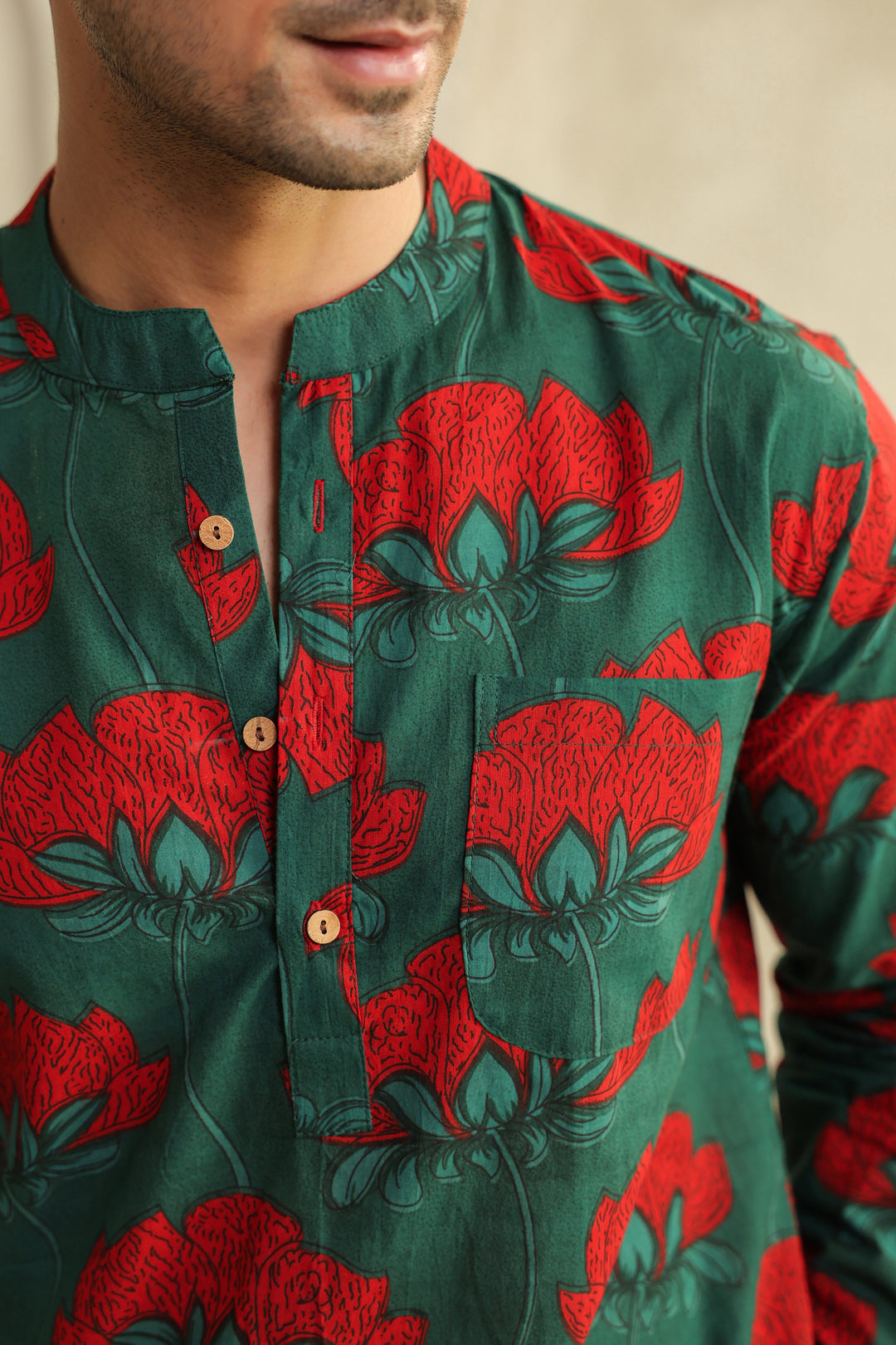 Teal Full Sleeve Shirt Kurta