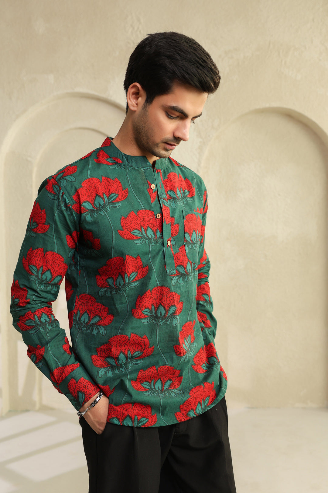 Teal Full Sleeve Shirt Kurta