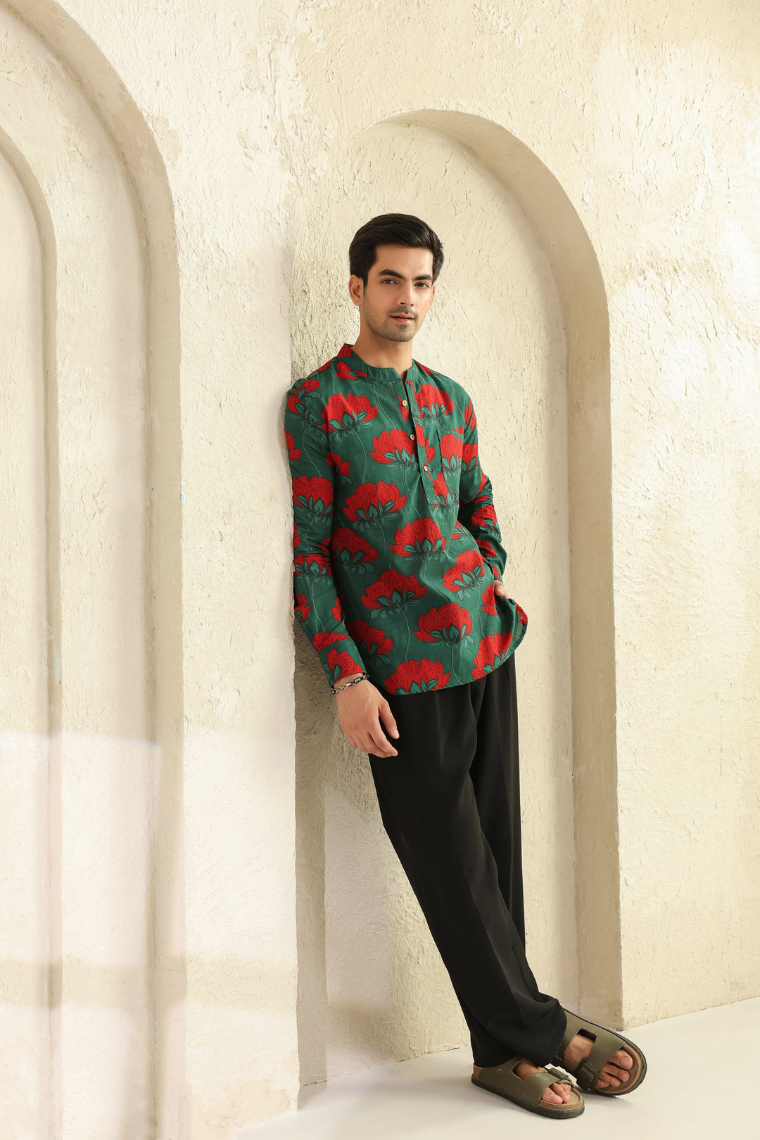 Teal Full Sleeve Shirt Kurta