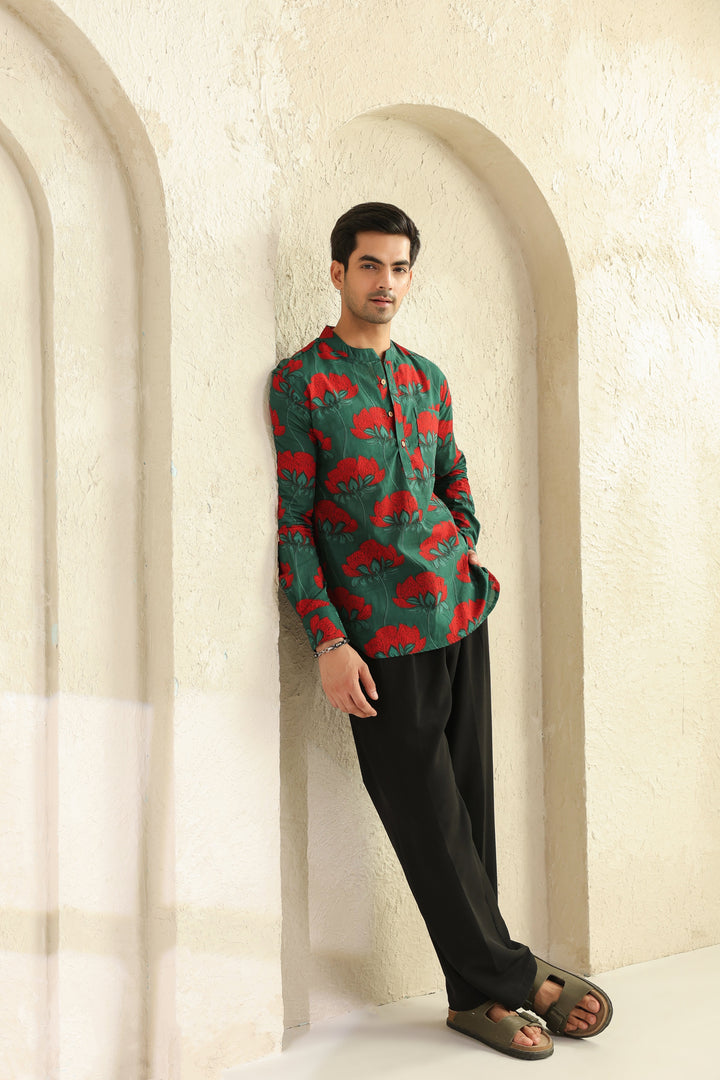 Teal Full Sleeve Shirt Kurta