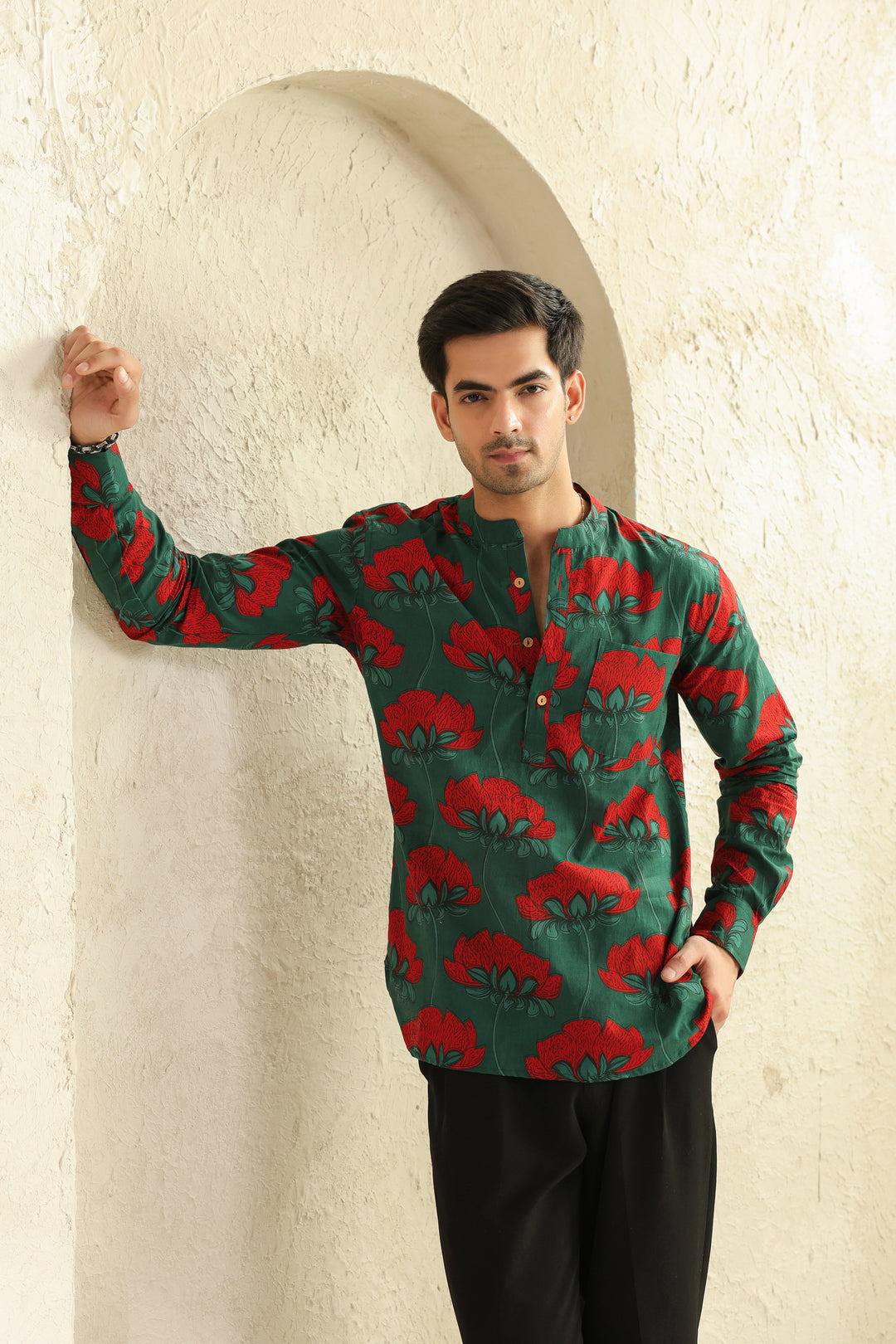 Teal Full Sleeve Shirt Kurta