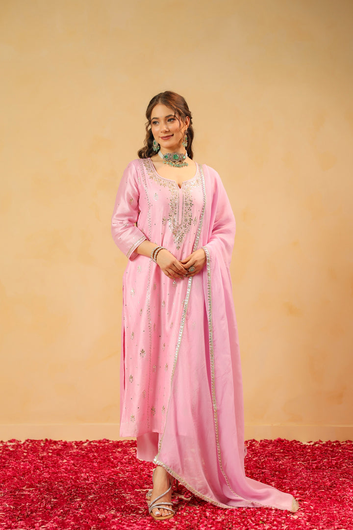 Chandni Pink Chanderi Suit Set