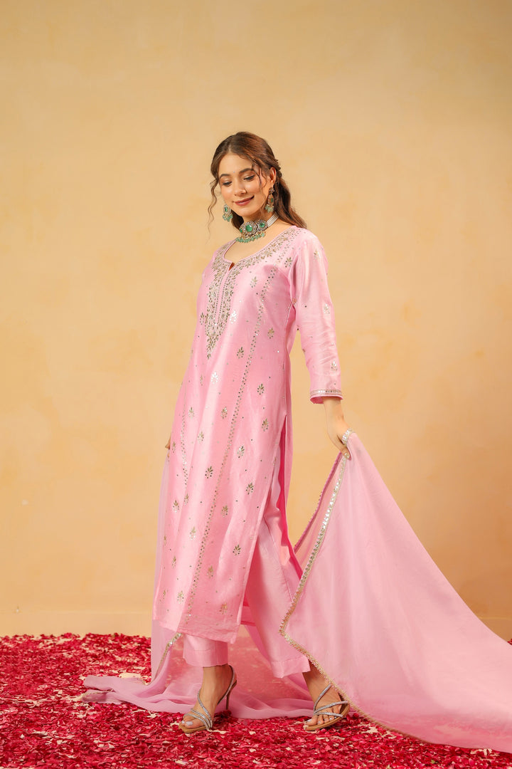 Chandni Pink Chanderi Suit Set