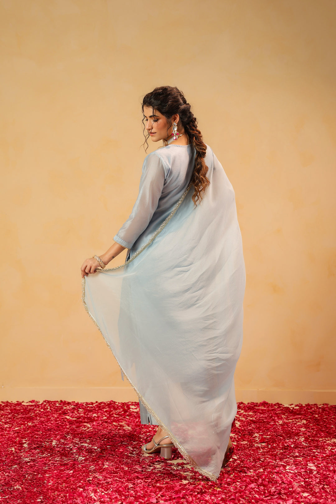 Zohra Blue Chanderi Suit Set