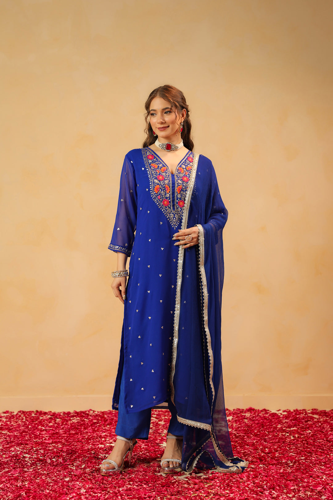 Sindhu blue georgette suit set