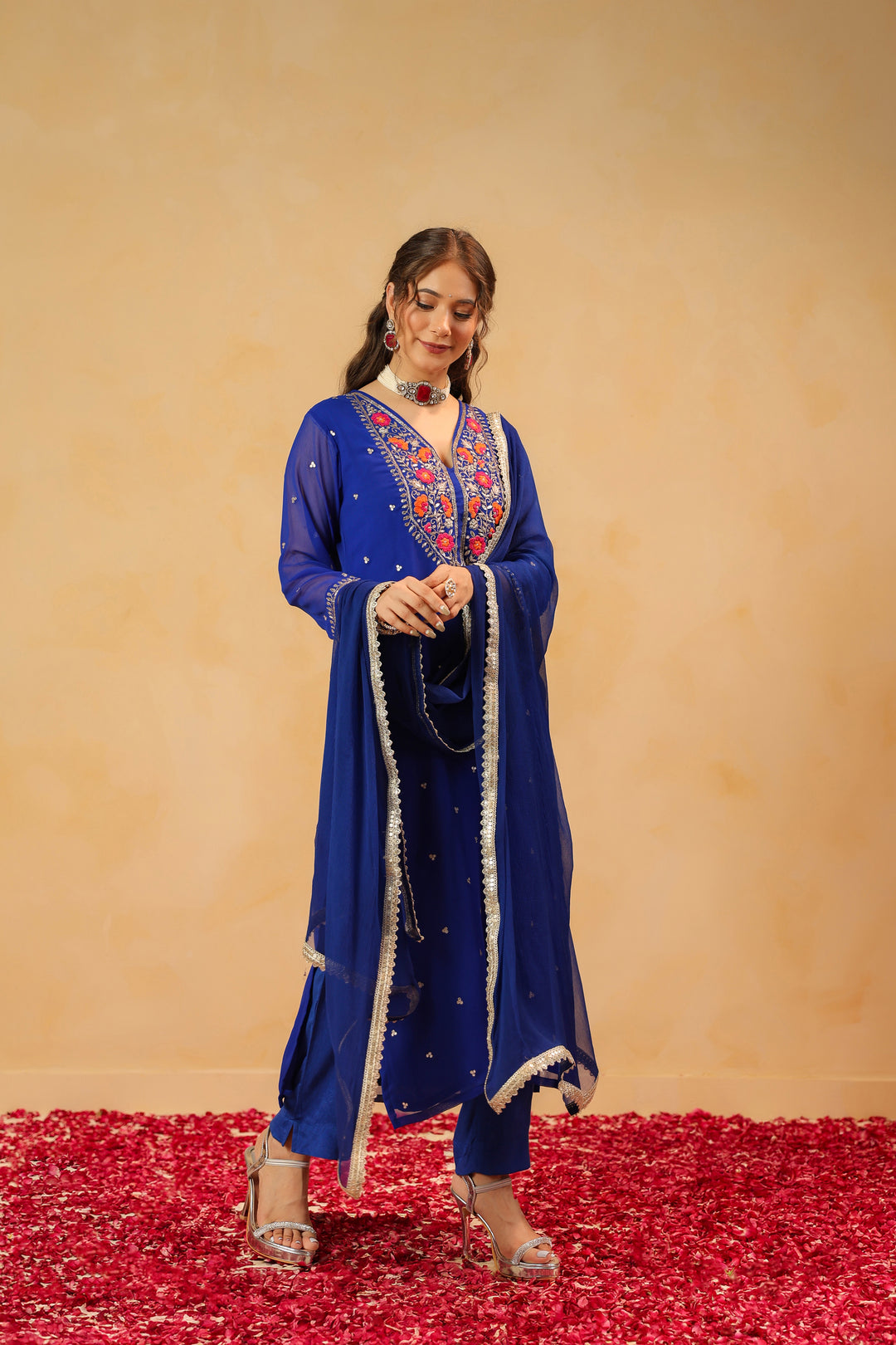 Sindhu blue georgette suit set