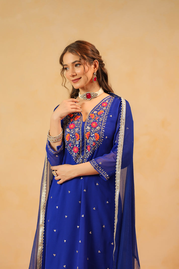 Sindhu blue georgette suit set