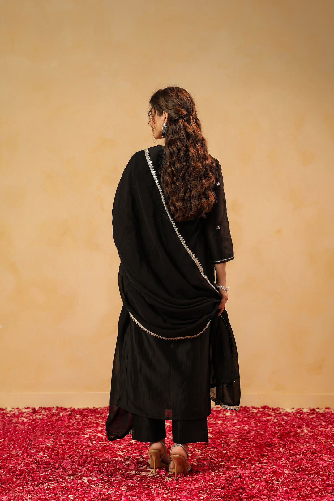 Tarini Black Chanderi suit set