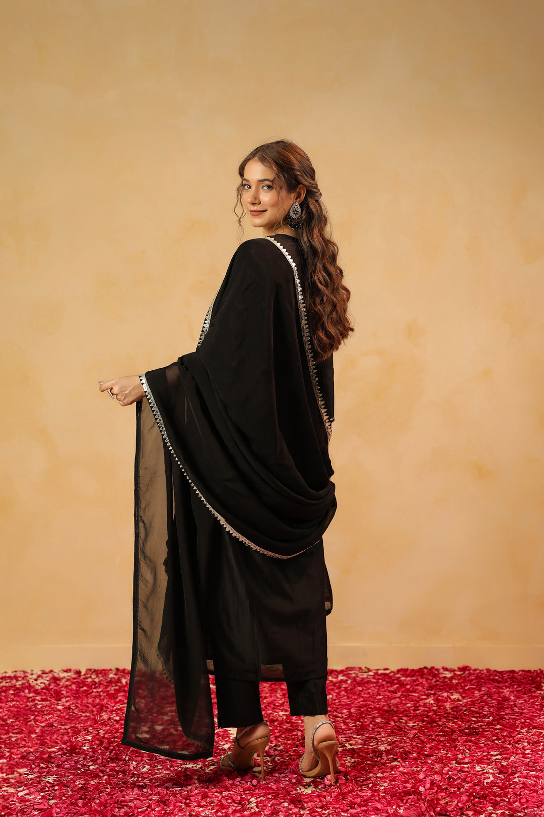 Tarini Black Chanderi suit set