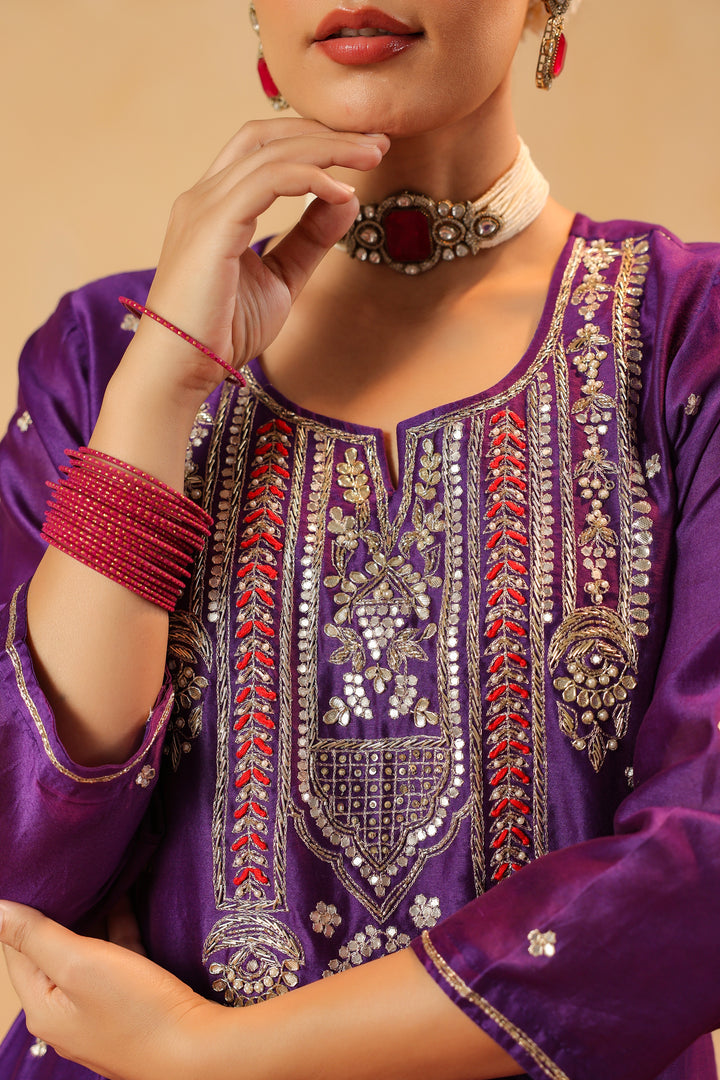 Dhairya Violet chanderi suit set