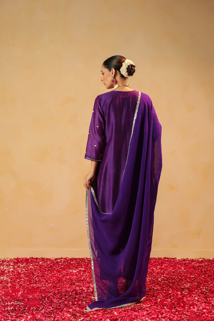 Dhairya Violet chanderi suit set