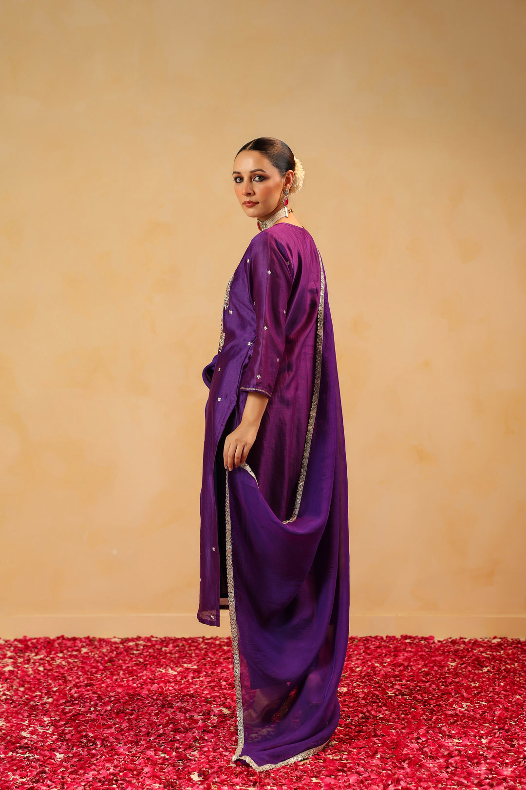 Dhairya Violet chanderi suit set