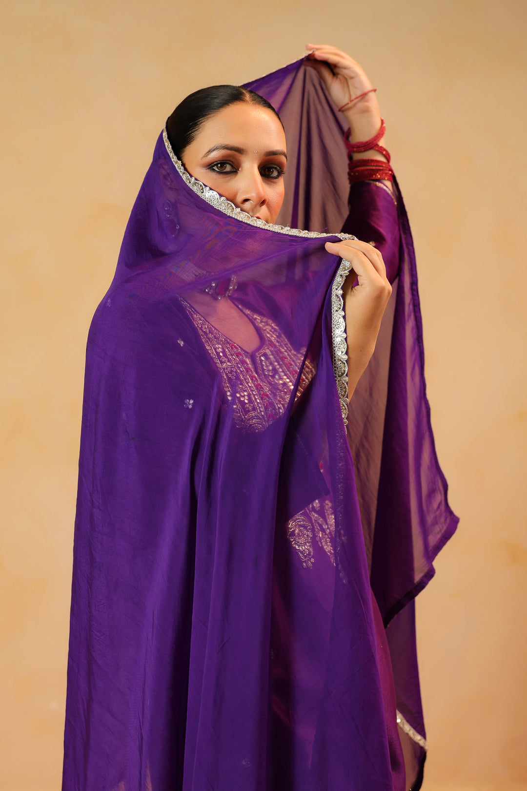 Dhairya Violet chanderi suit set