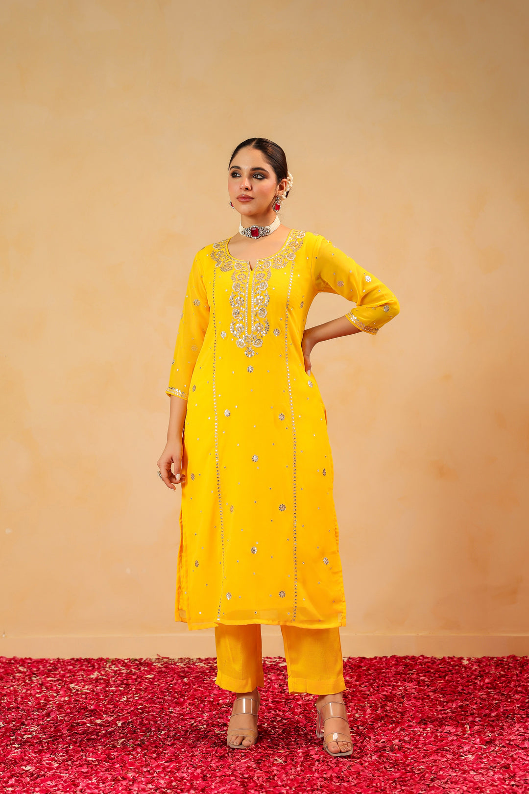 Kiran Yellow Georgette Suit Set
