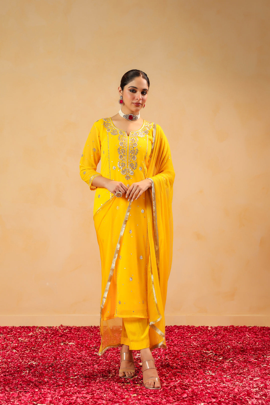 Kiran Yellow Georgette Suit Set