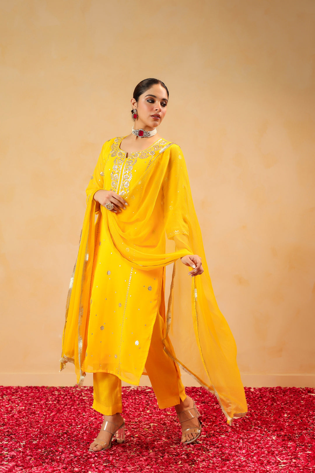 Kiran Yellow Georgette Suit Set