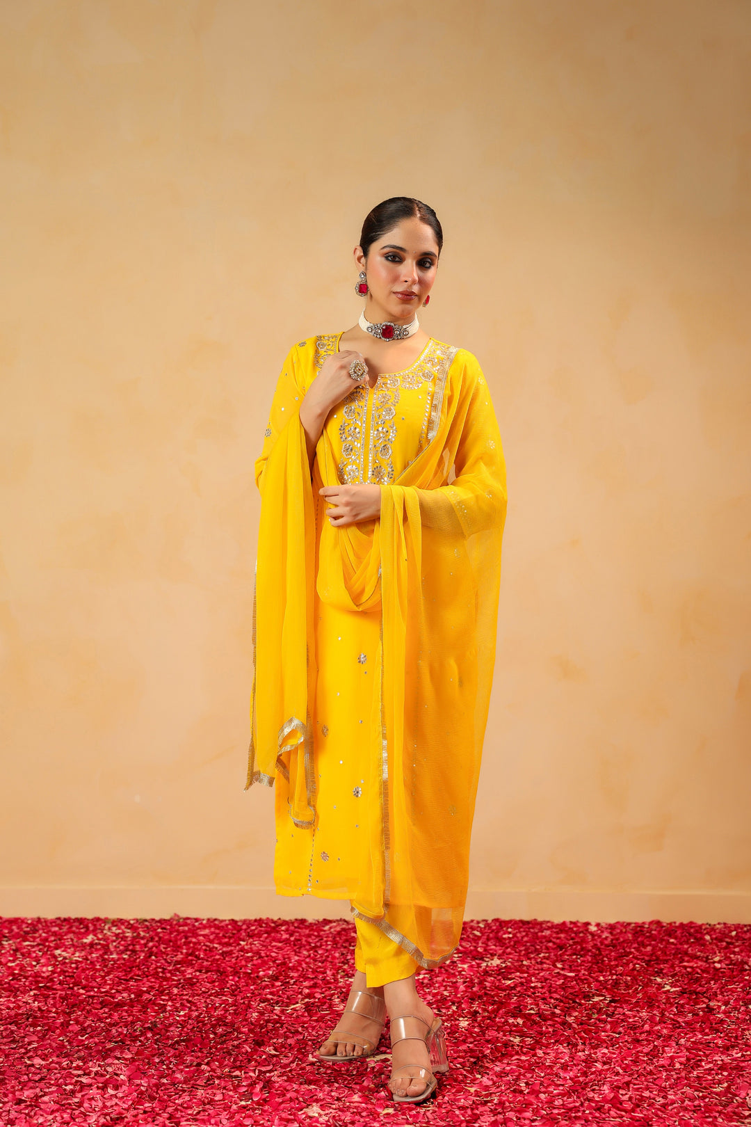 Kiran Yellow Georgette Suit Set