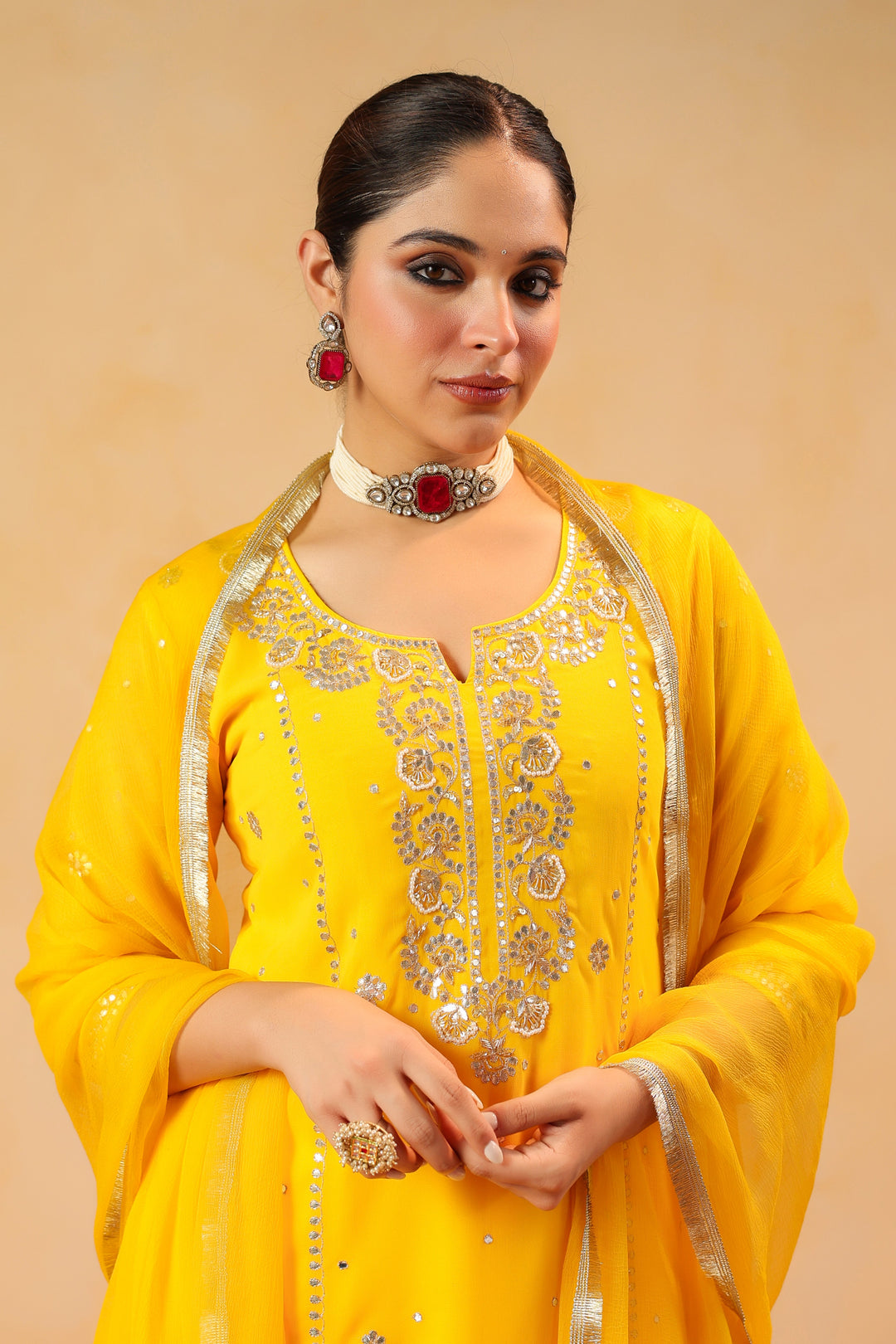 Kiran Yellow Georgette Suit Set