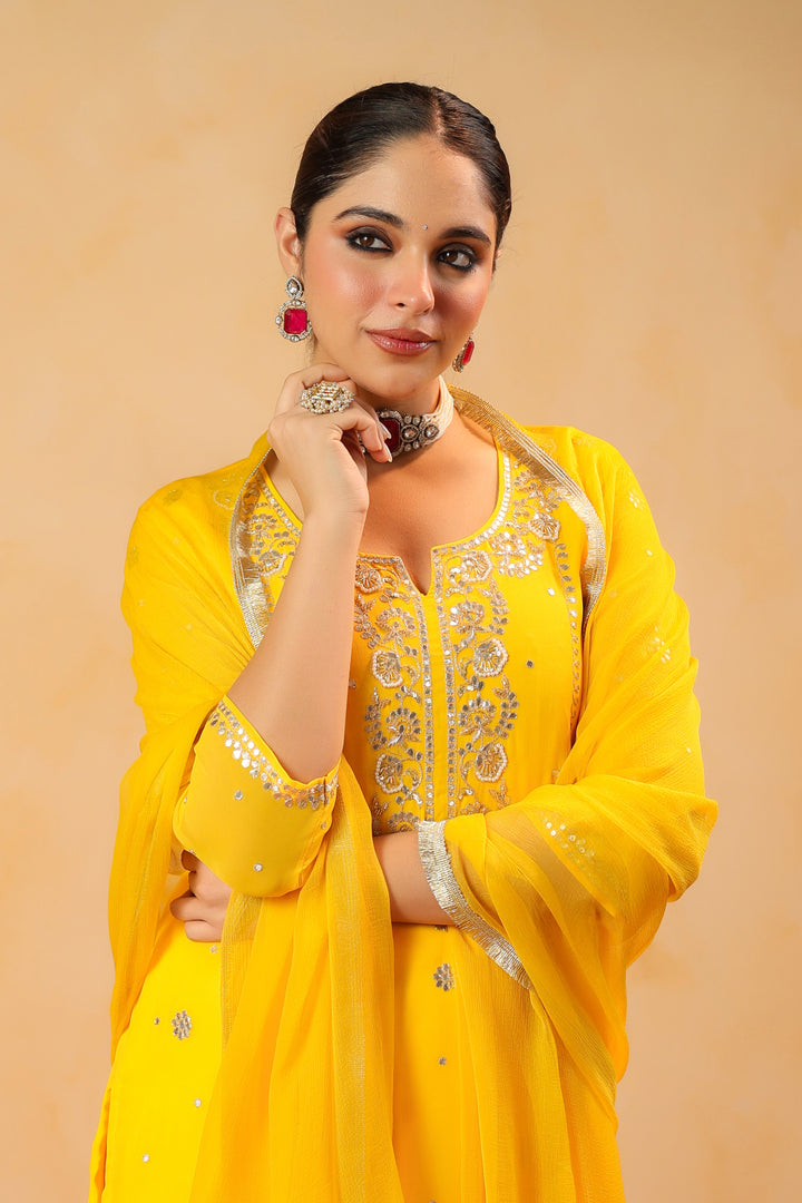 Kiran Yellow Georgette Suit Set