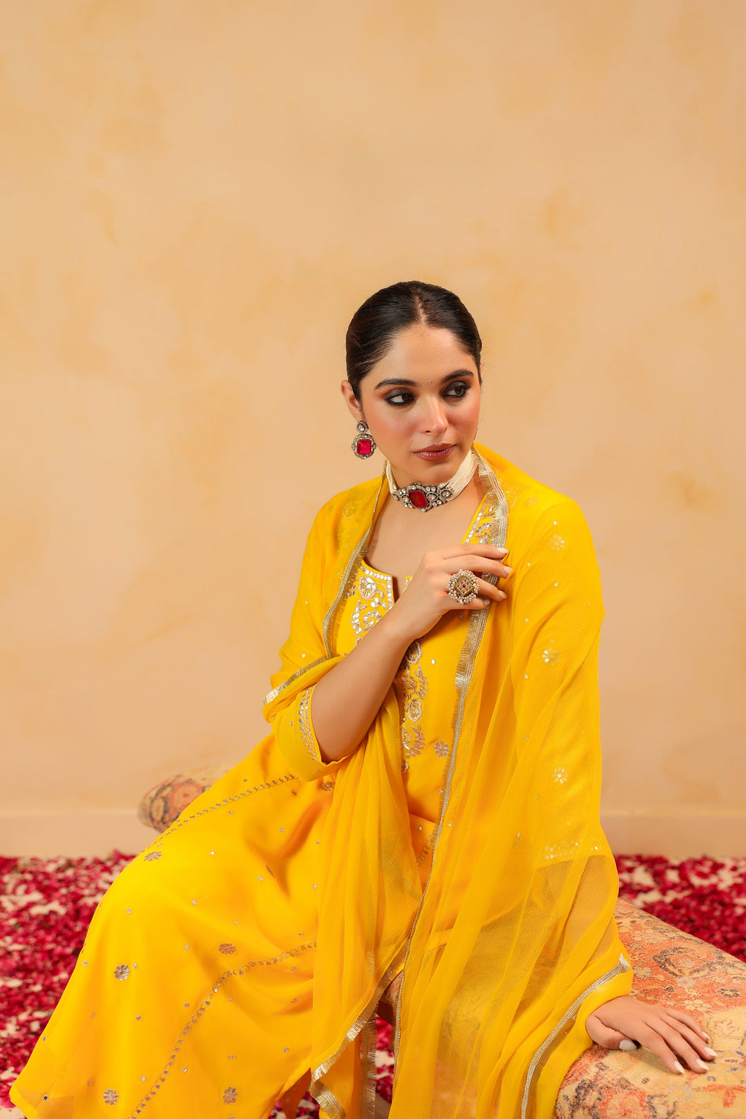 Kiran Yellow Georgette Suit Set