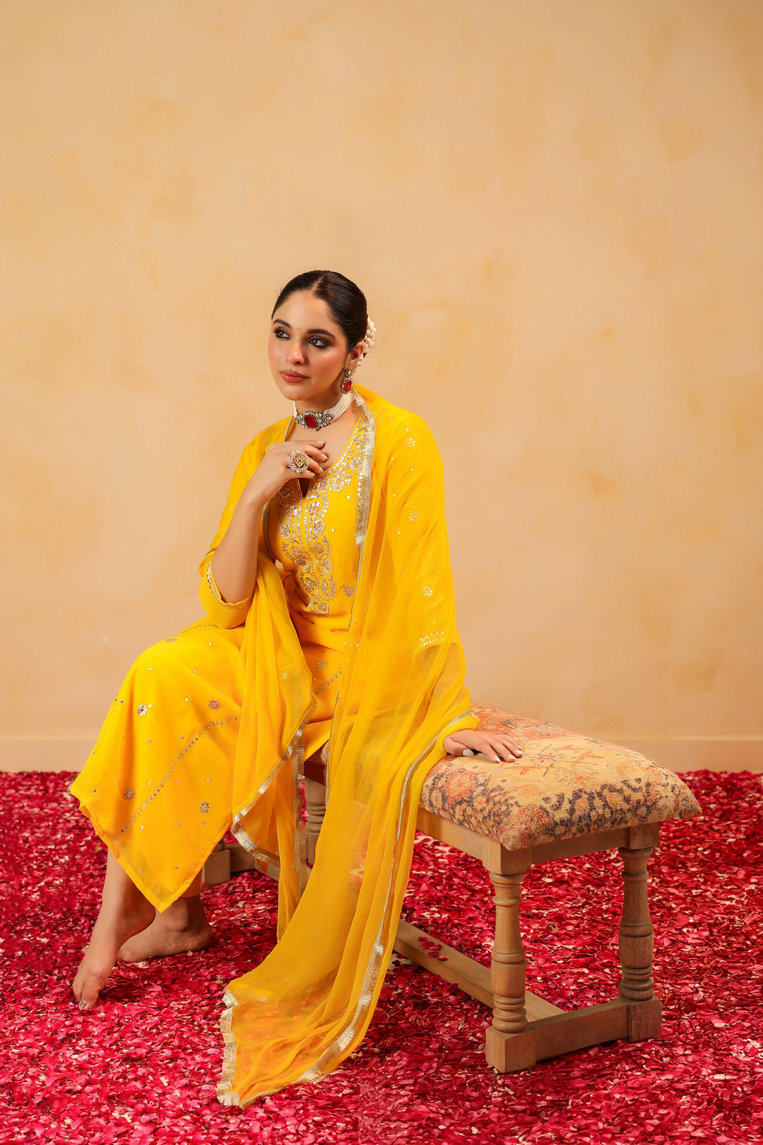Kiran Yellow Georgette Suit Set