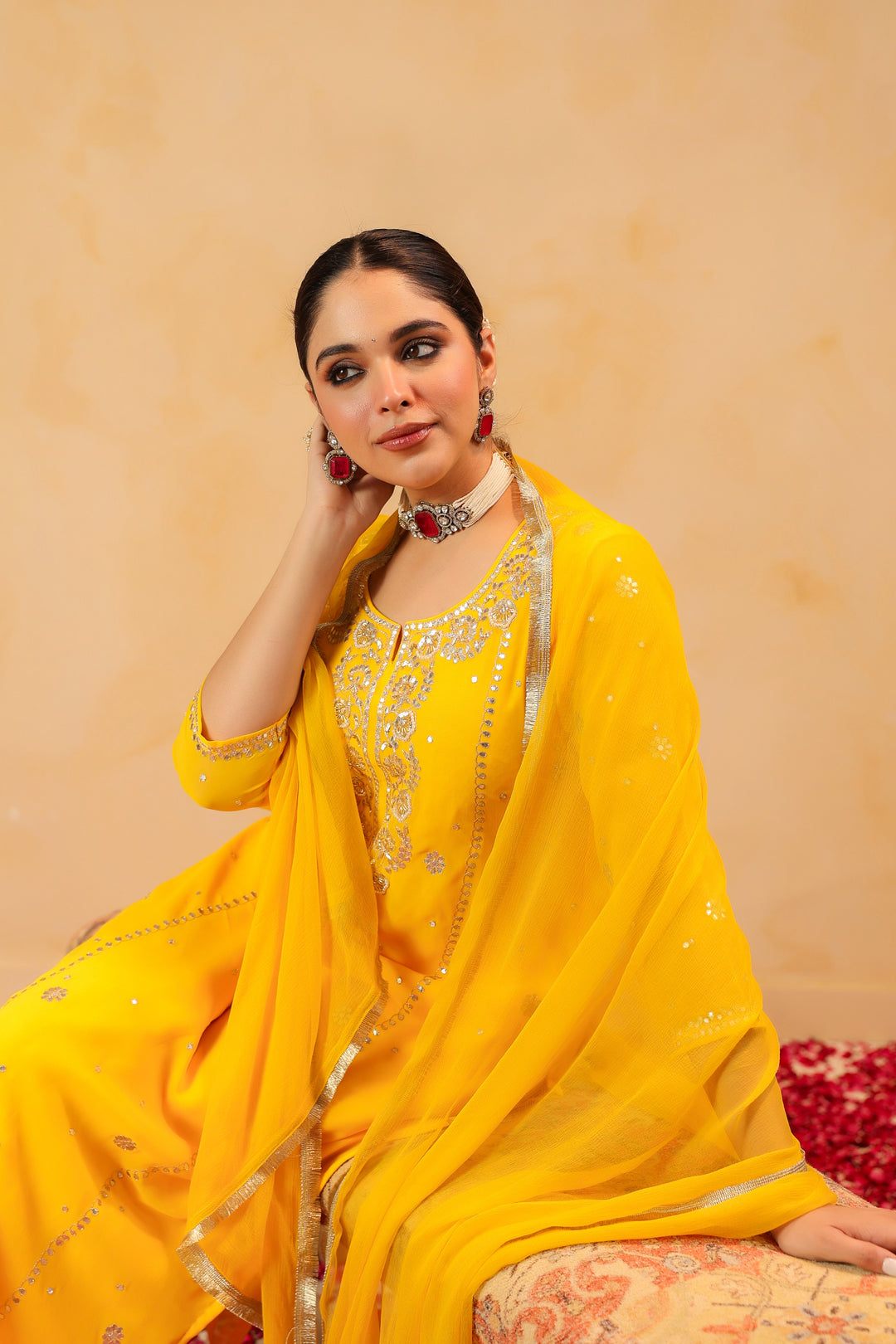 Kiran Yellow Georgette Suit Set