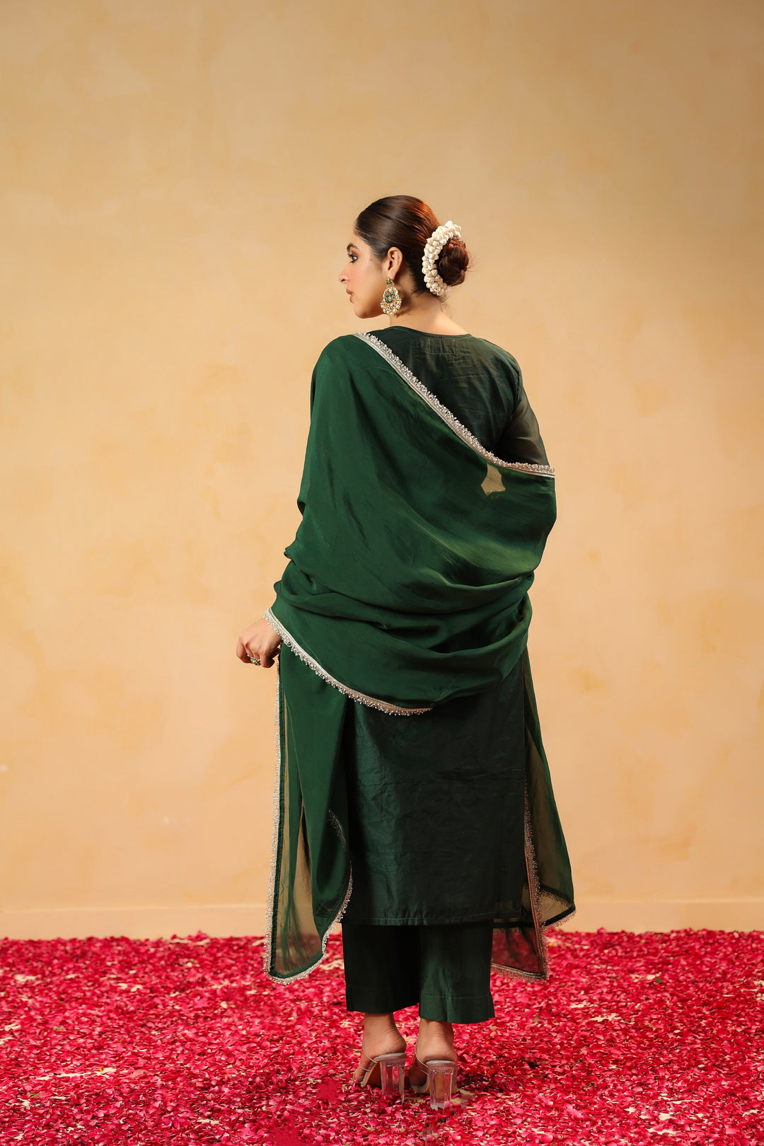 Rizwana Green Chanderi Suit Set