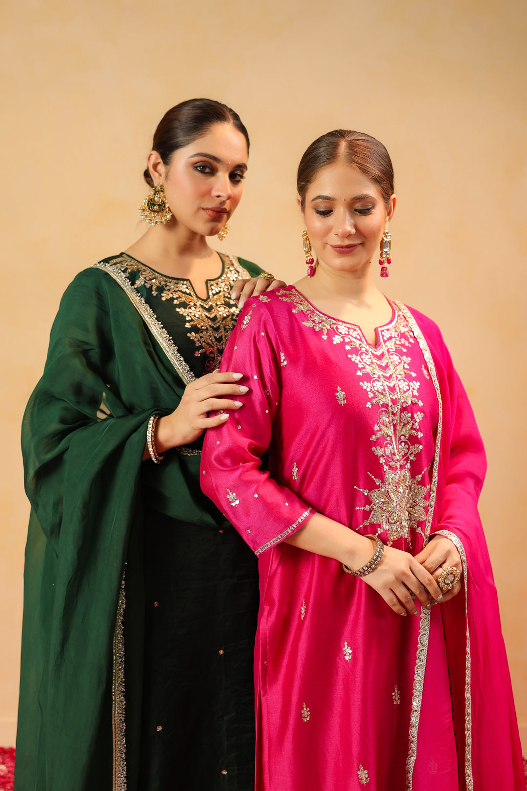 Rizwana Green Chanderi Suit Set