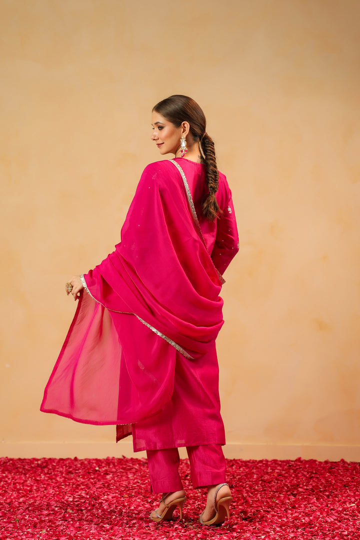 Shivani Pink chanderi suit set
