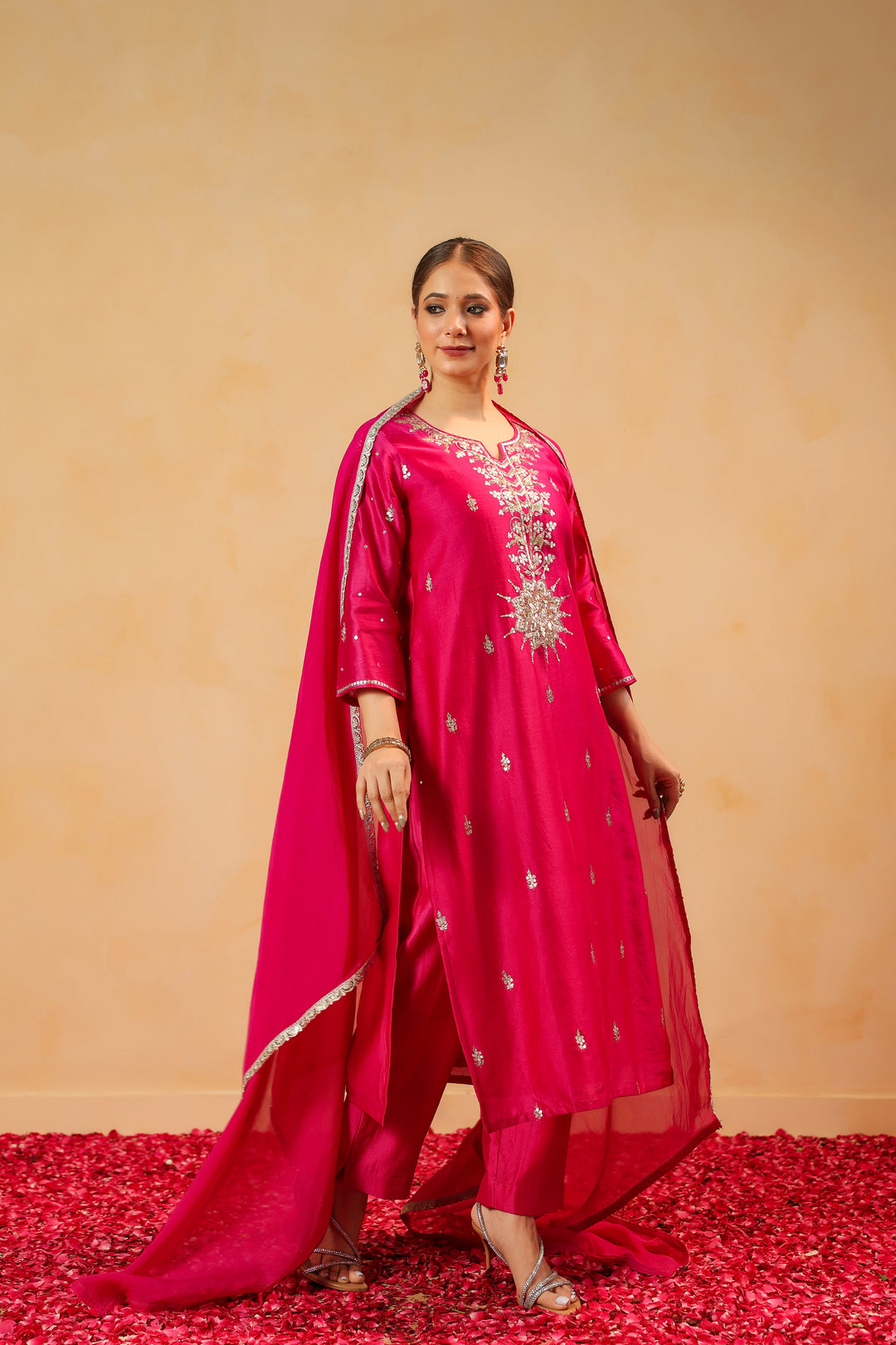 Shivani Pink chanderi suit set