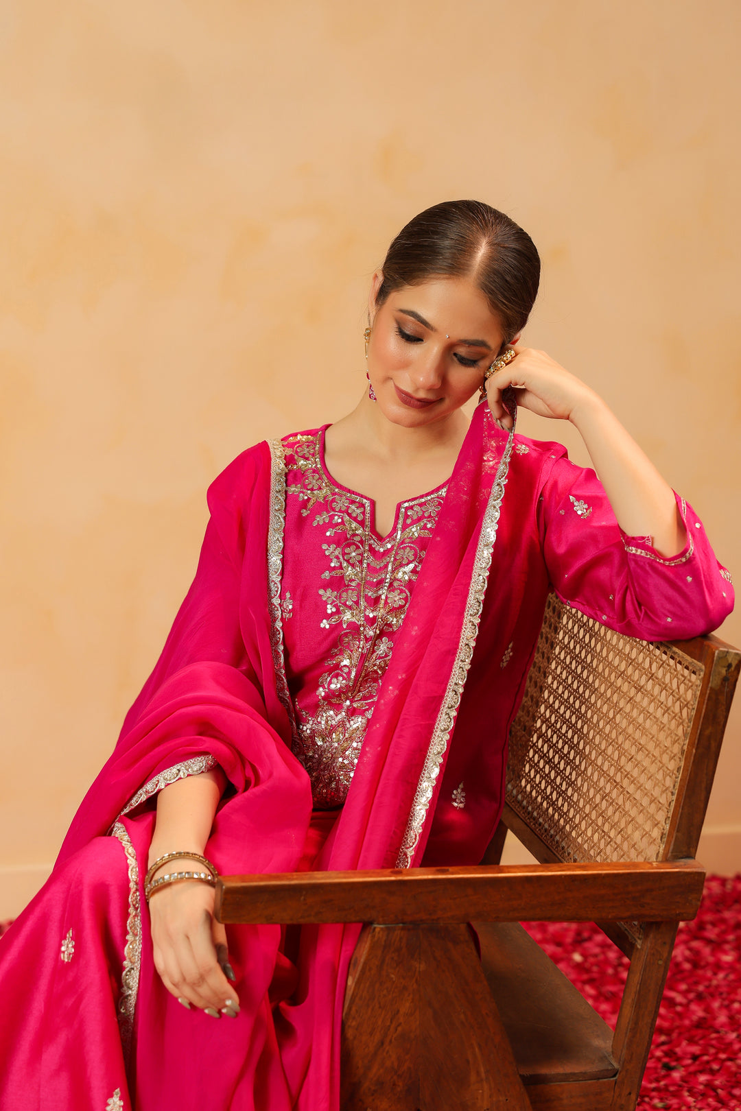 Shivani Pink chanderi suit set
