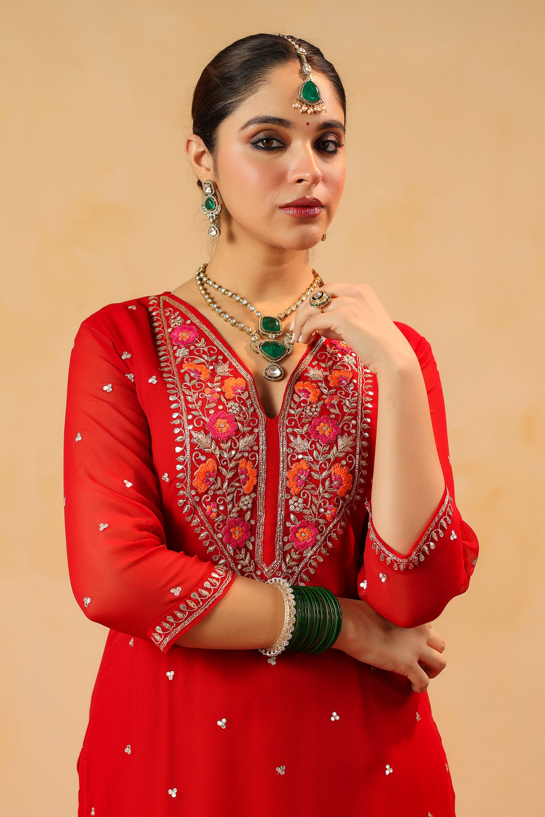 Tamanna red georgette suit set