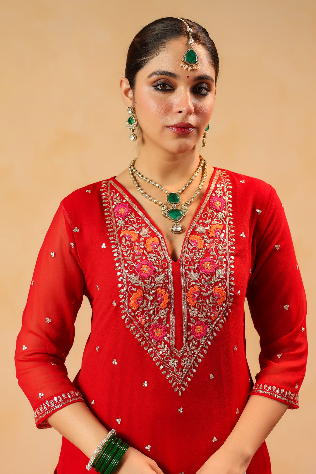 Tamanna red georgette suit set