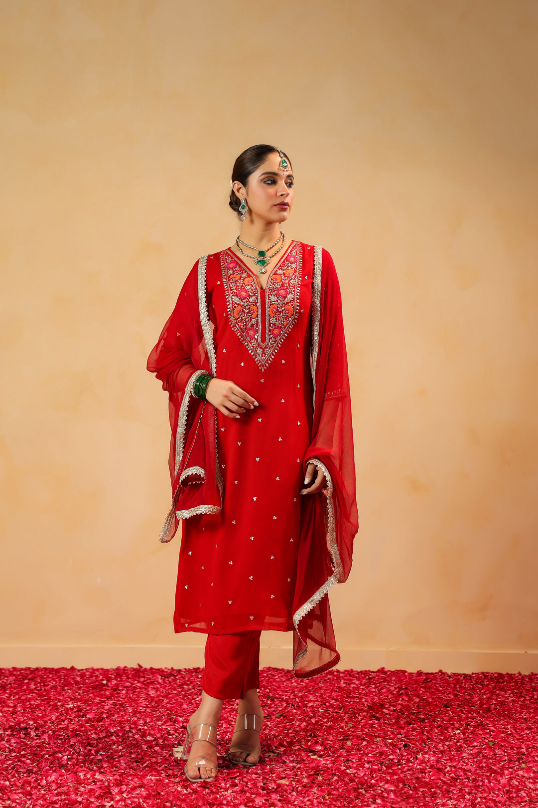 Tamanna red georgette suit set