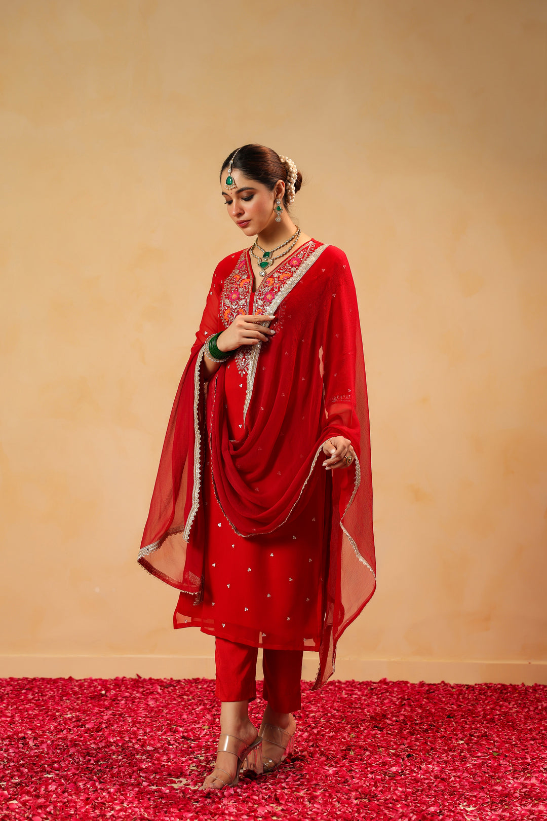 Tamanna red georgette suit set