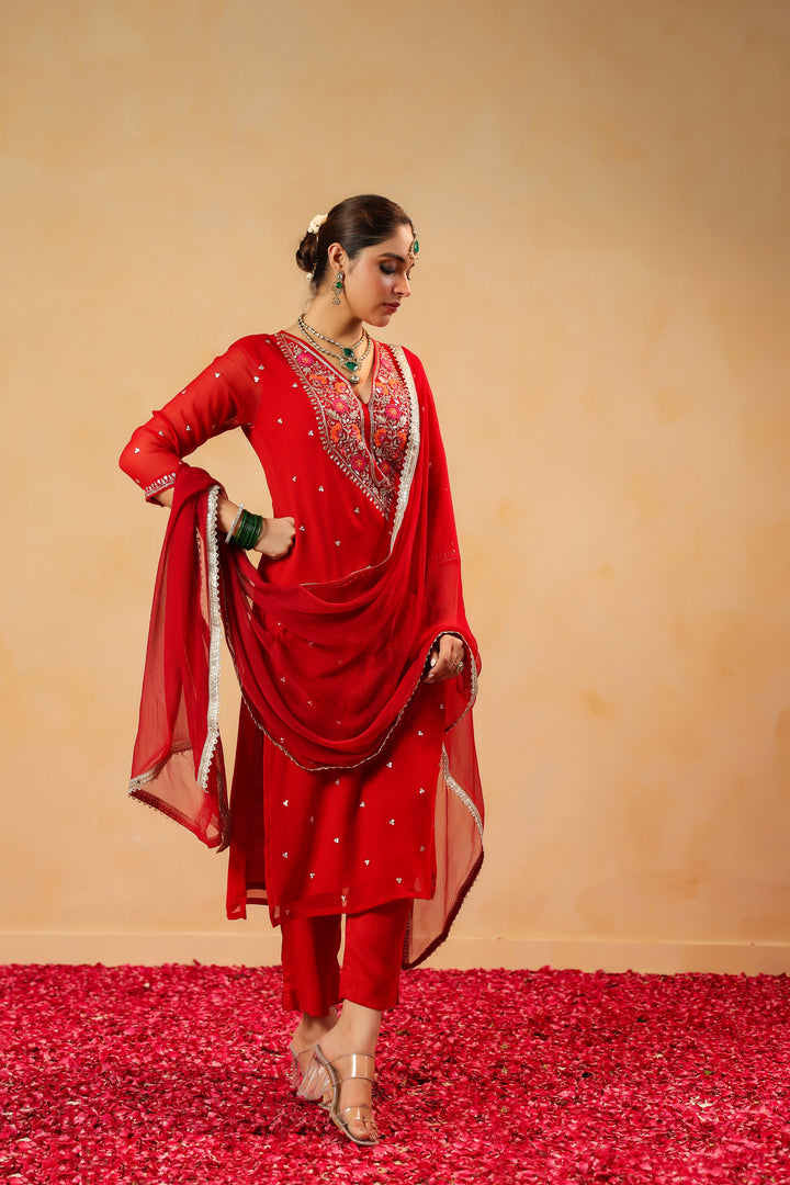 Tamanna red georgette suit set