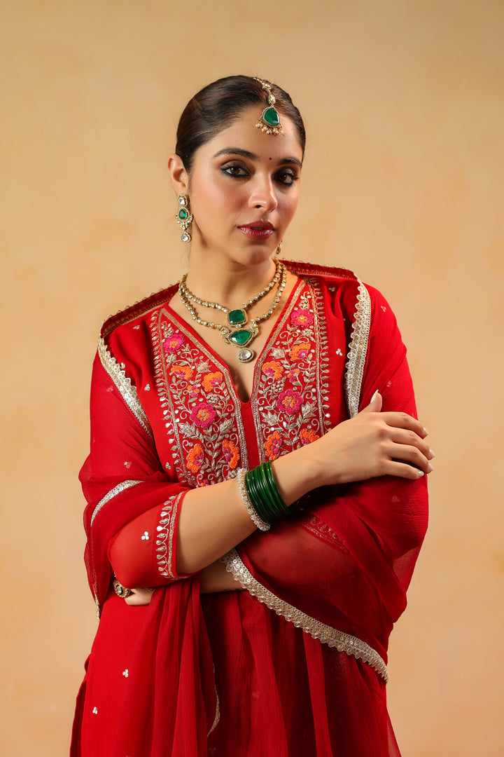 Tamanna red georgette suit set