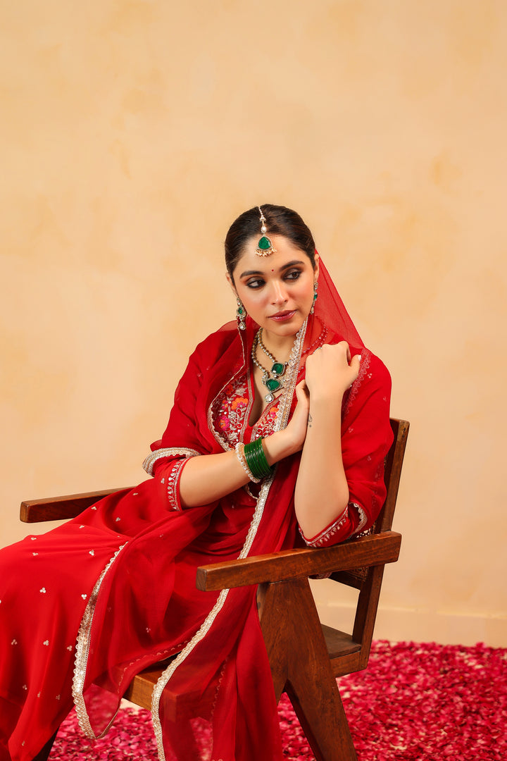 Tamanna red georgette suit set