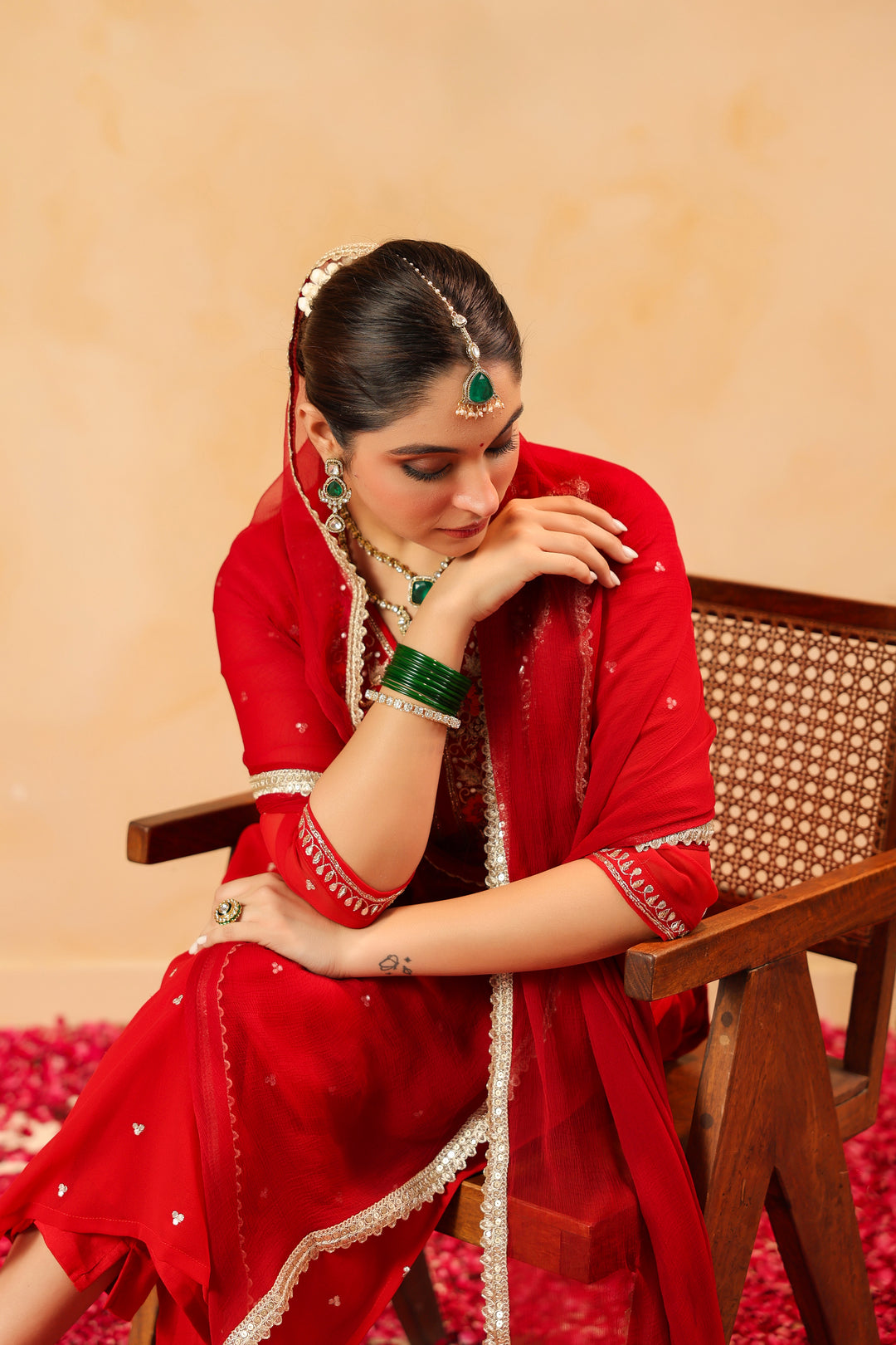 Tamanna red georgette suit set