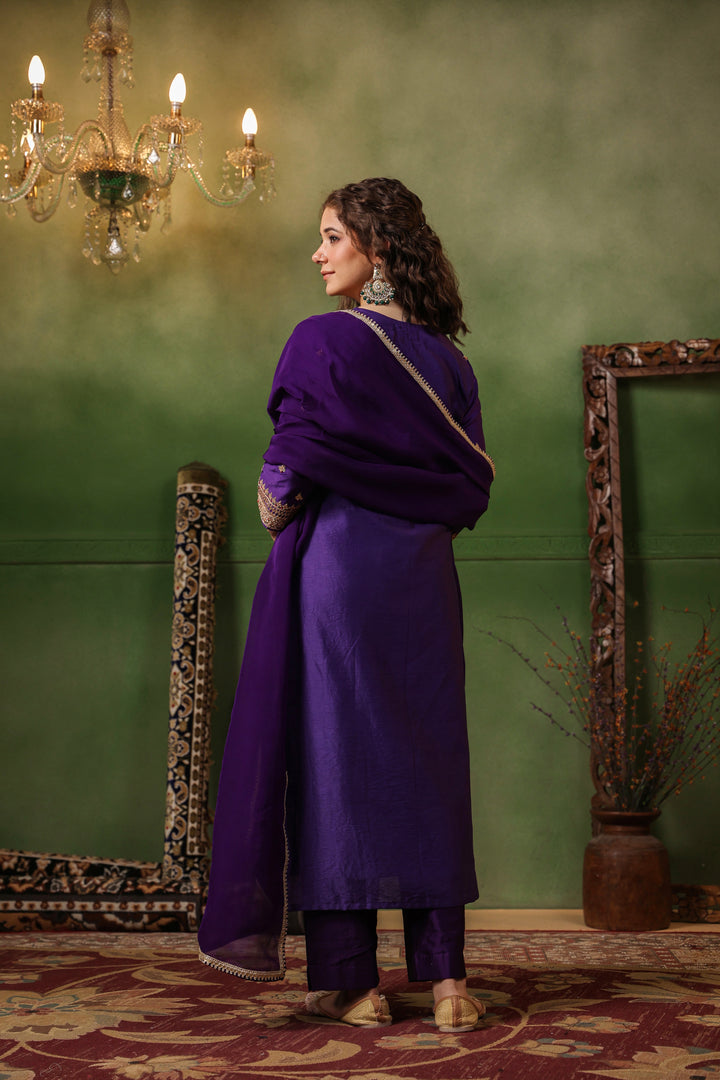 Violet Chanderi Marodi Suit Set